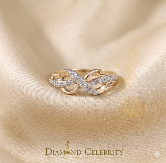 DiamondCelebritees Real Diamond 0.15 CT Womens Sterling Silver Yellow Infinity Engagement Ring SZ 7