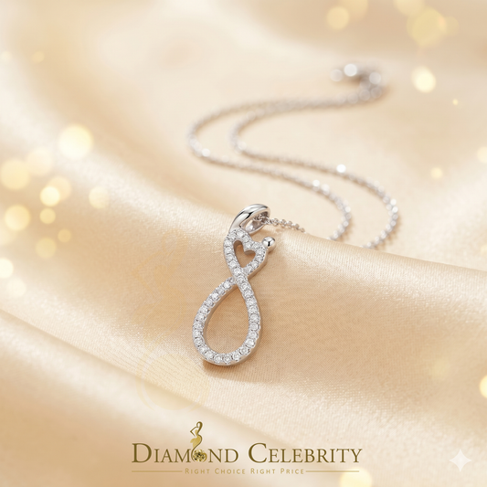 DiamondCelebritees  Real 0.10CT Diamond MOM'S LOVE Sterling Silver White Charm Necklace Pendant