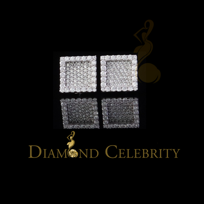Diamondcelebritees 1.00ct White 925 Silver VVS 'D' Moissanite Square Stud Earring Men's/Womens