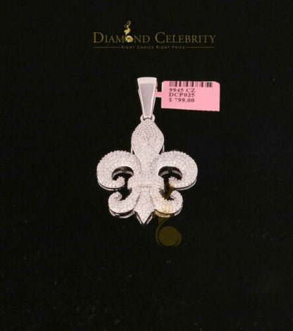 DiamondCelebritees White 925 Sterling Silver Fleur De Lis Shape Pendant with 4.59ct Cubic Zirconia