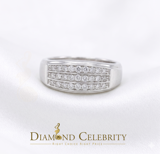 DiamondCelebritees Diamond Celebrity 925 White Sterling Silver 27 Cubic Zirconia Mens Ring Size 8.5