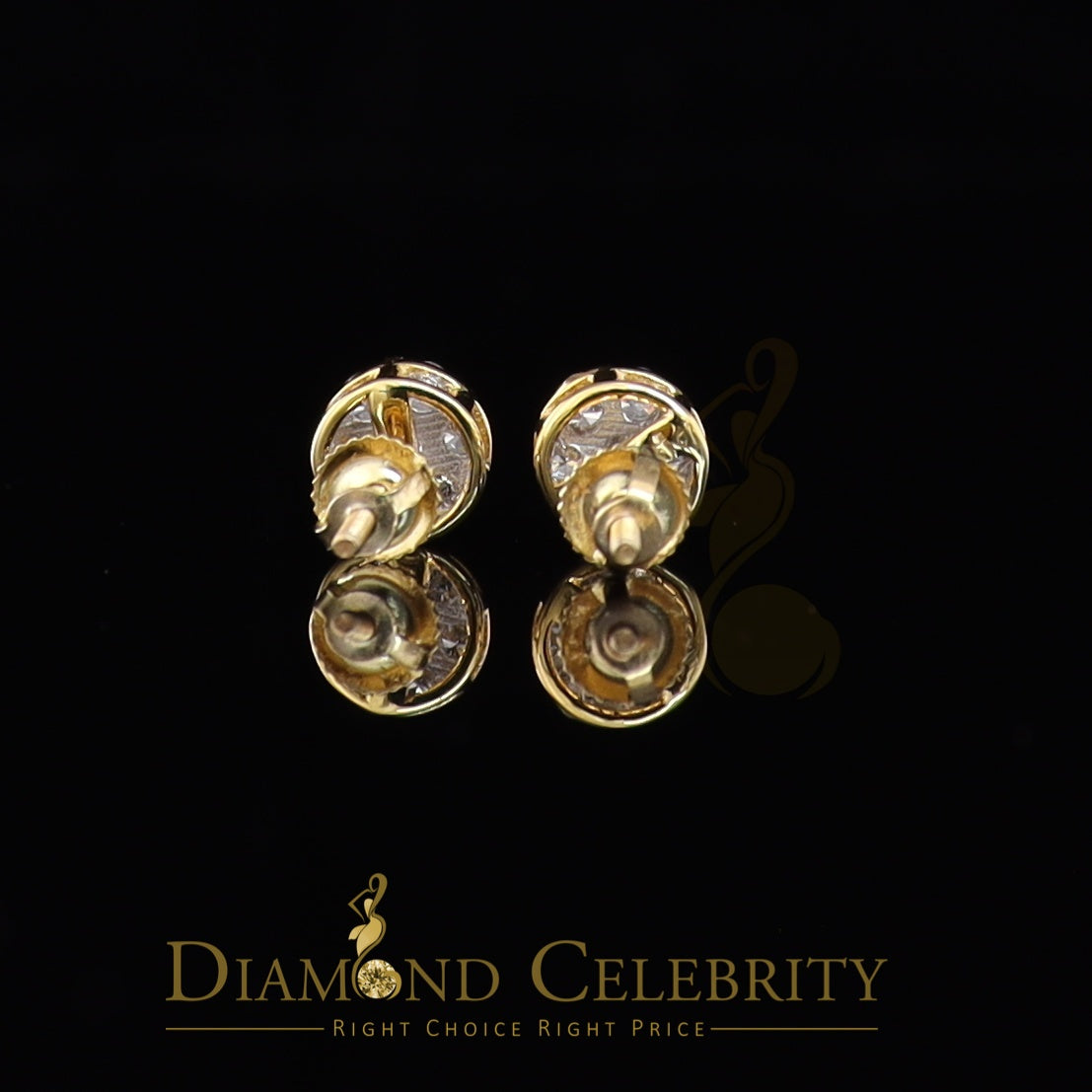 DiamondCelebritees 0.50 CT Real Diamond with 10K Real Yellow Gold with Round Stud Earrings