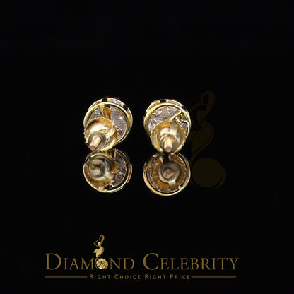 DiamondCelebritees 0.50 CT Real Diamond with 10K Real Yellow Gold with Round Stud Earrings