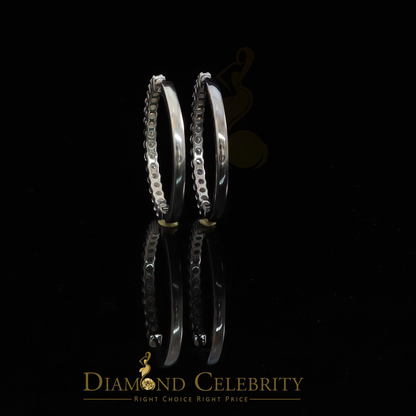 Diamondcelebritees 3.00ct Moissanite White 925 Sterling Silver Women's In and Out Hoop Earrings