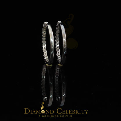 Diamondcelebritees 3.00ct Moissanite White 925 Sterling Silver Women's In and Out Hoop Earrings
