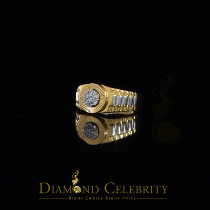 DiamondCelebritees Men's 0.30ct Cubic Zirconia Yellow Silver Heavy Look Round Ring SZ 9