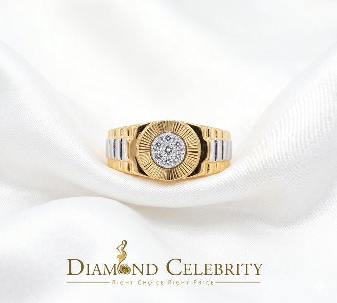 DiamondCelebritees Men's 0.30ct Cubic Zirconia Yellow Silver Heavy Look Round Ring SZ 9