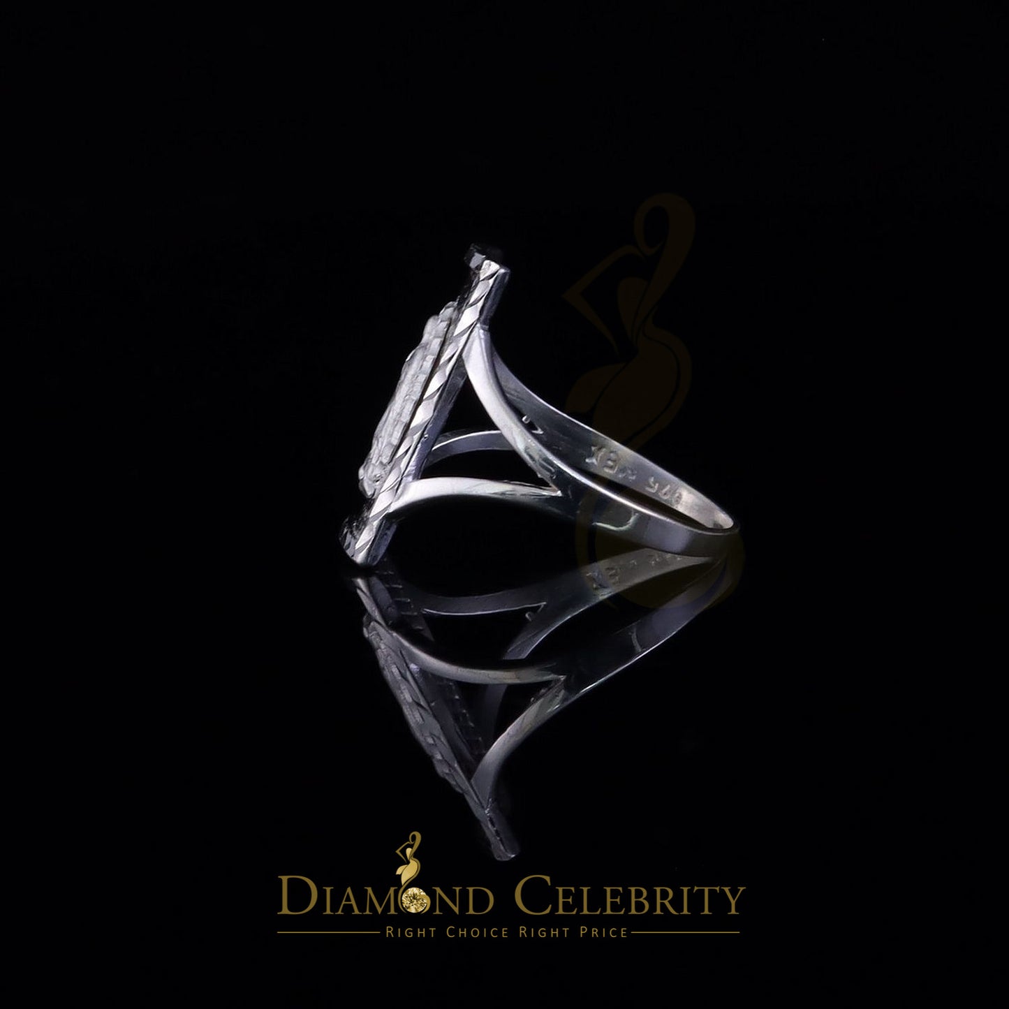 DiamondCelebritees Our Lady Guadalupe White 925 Silver Virgin Merry Protection Shield Ring SZ 6