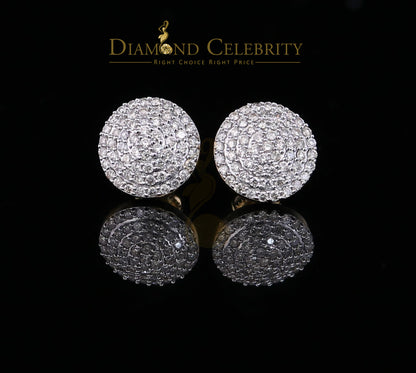 DiamondCelebritees 10K Real Yellow Gold Real Diamond 1.25CT Men's/Women's Stud Round Earring