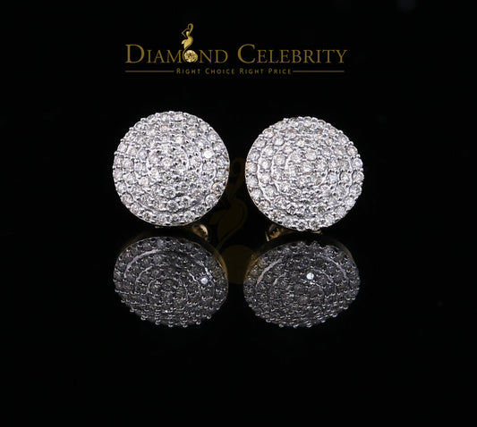 DiamondCelebritees 10K Real Yellow Gold Real Diamond 1.25CT Men's/Women's Stud Round Earring
