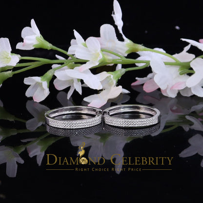 DiamondCelebritees  Mens hip hop White 92.51ct Silver Iced 3 row Huggie Hoop Cubic Zirconia Earrings