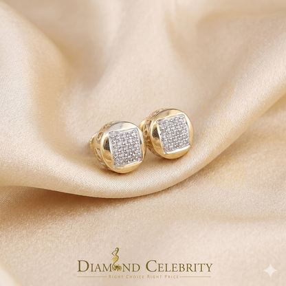 DiamondCelebritees 0.15ct Real Diamond 925 Sterling Silver Yellow For Women's & Men's Round Earring