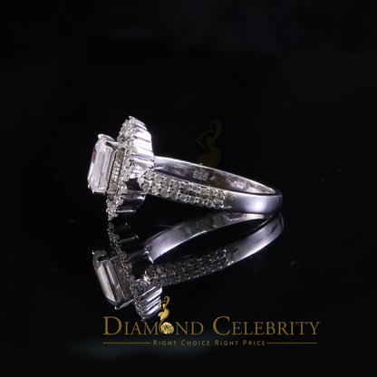 DiamondCelebritees Emerlard Cut White 925 Silver 2.00ct VVS D Moissanite Square Ring SZ 7 for Women