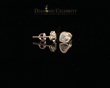 DiamondCelebritees 10K Real Yellow Gold with 0.05CT Real Diamonds Men's/Women's stud Heart Earrings