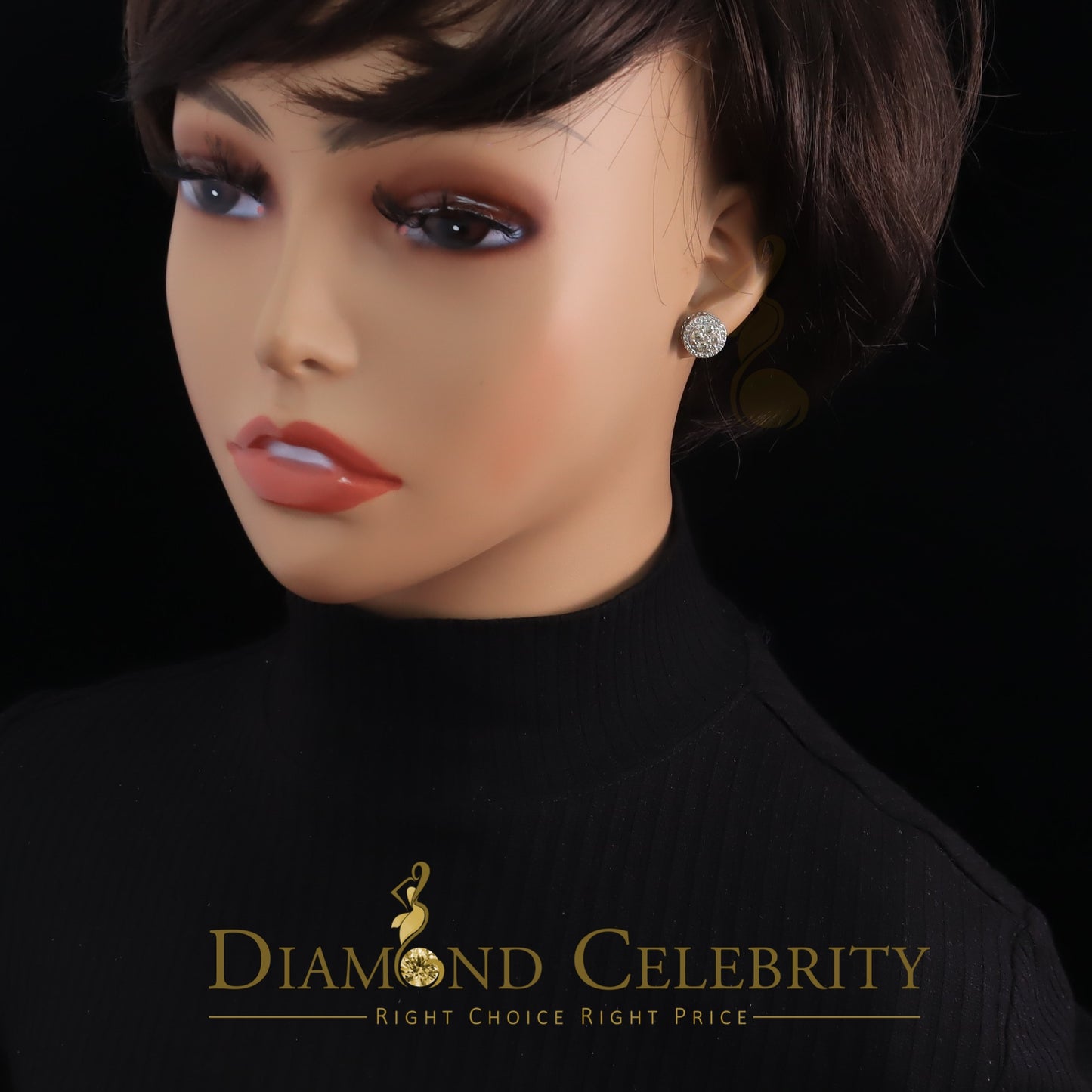 DiamondCelebritees 10K Real Yellow Gold Real Diamond 0.60CT Men's/Women's Stud Round Earring