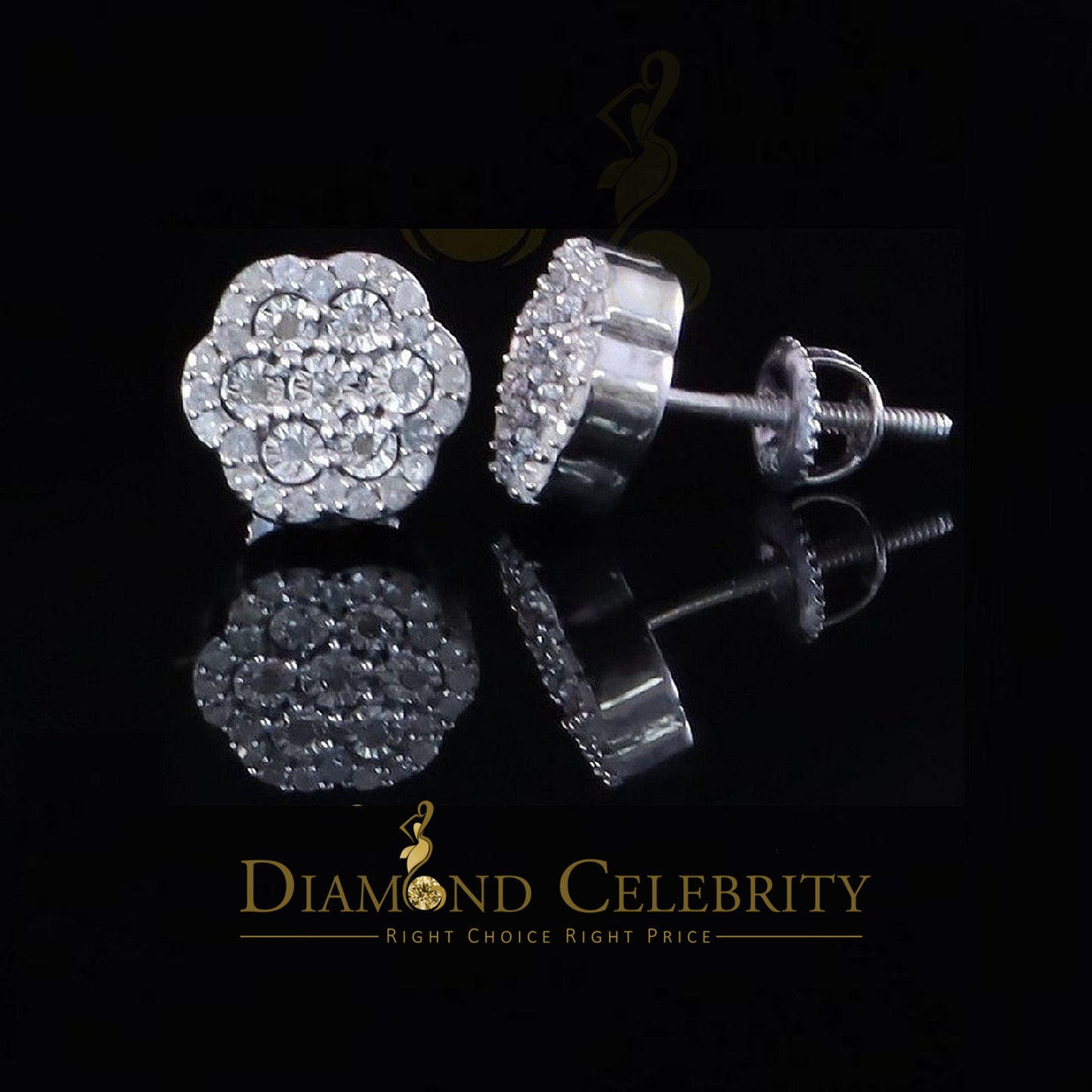 DiamondCelebritees Miracle Set Real 0.25ct Diamond 925 Silver White for Men's & Women Stud Earrings