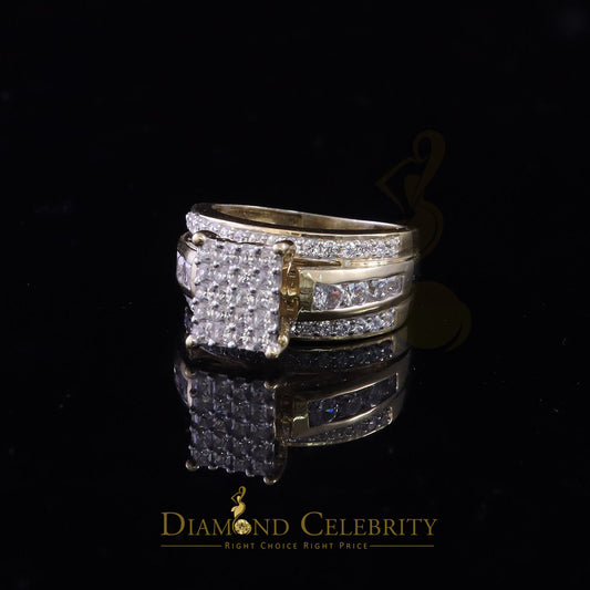 DiamondCelebritees 925 Sterling Yellow Silver Square 2.12ct Cubic Zirconia Womens Ring Size 7