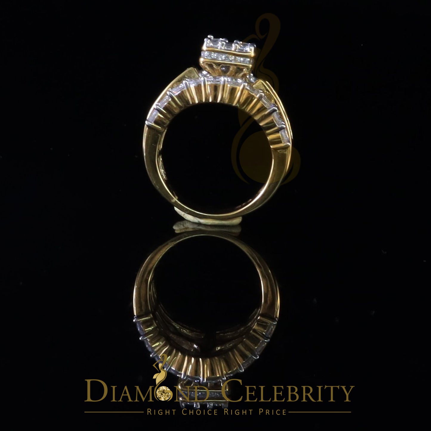 DiamondCelebritees Yellow 925 Silver 7.50ct Cubic Zirconia 3 Piece Halo Bridal Womens Ring Size 7