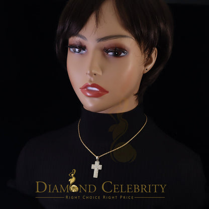 DiamondCelebritees Promise Yellow 925 Sterling Silver CROSS Pendant with 1.39ct Cubic Zirconia