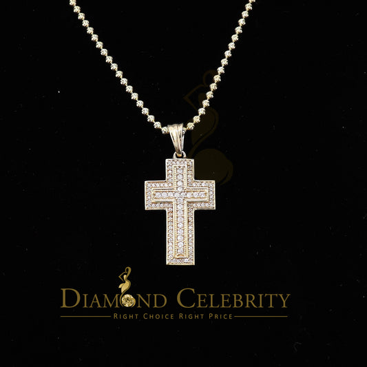 DiamondCelebritees Promise Yellow 925 Sterling Silver CROSS Pendant with 1.39ct Cubic Zirconia