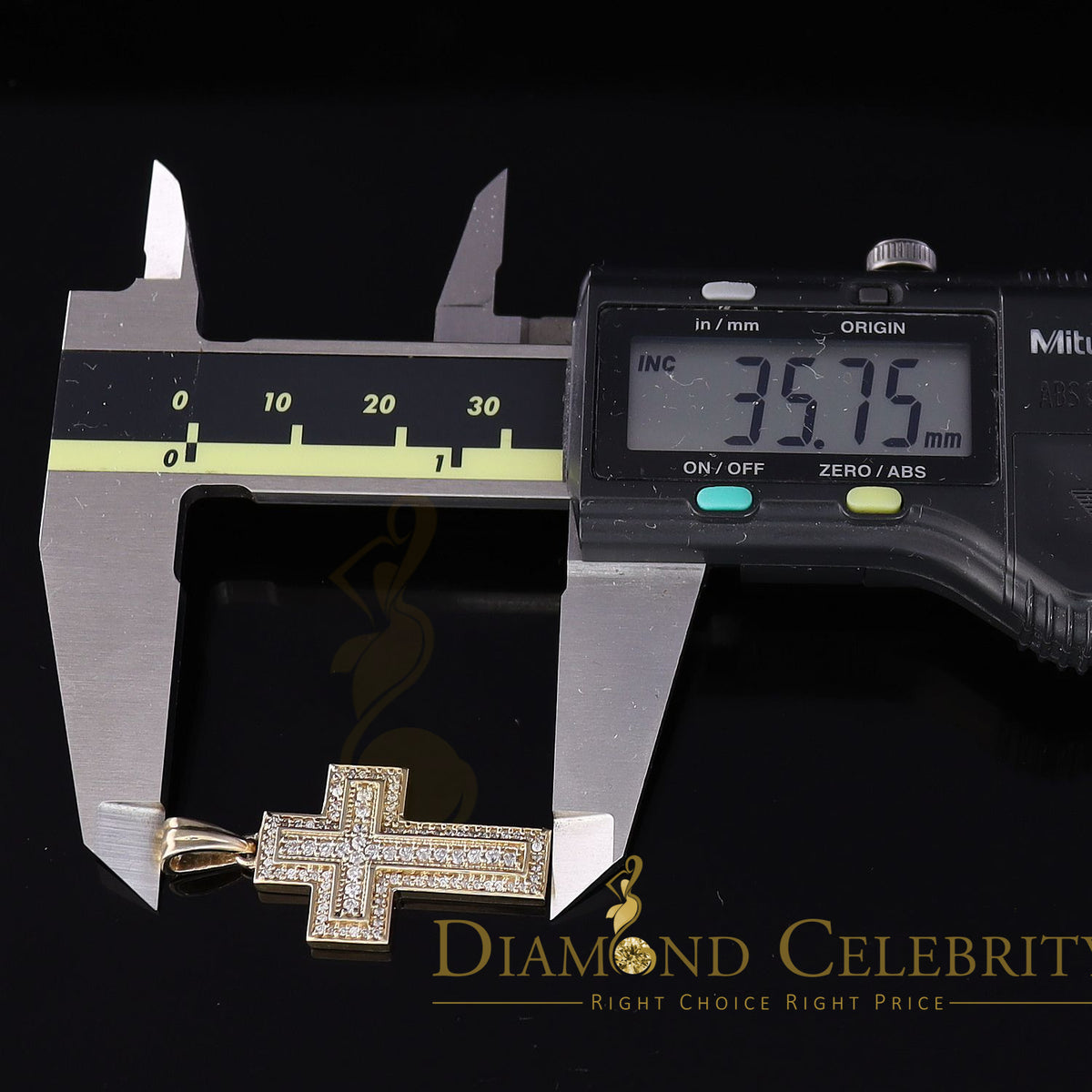 DiamondCelebritees Promise Yellow 925 Sterling Silver CROSS Pendant with 1.39ct Cubic Zirconia