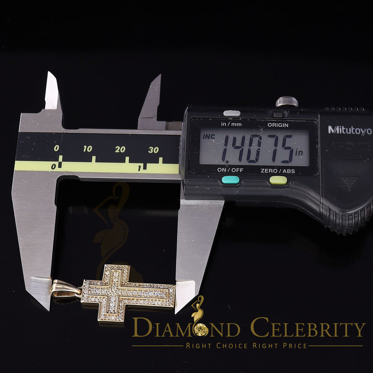 DiamondCelebritees Promise Yellow 925 Sterling Silver CROSS Pendant with 1.39ct Cubic Zirconia