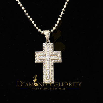 DiamondCelebritees Promise Yellow 925 Sterling Silver CROSS Pendant with 1.39ct Cubic Zirconia