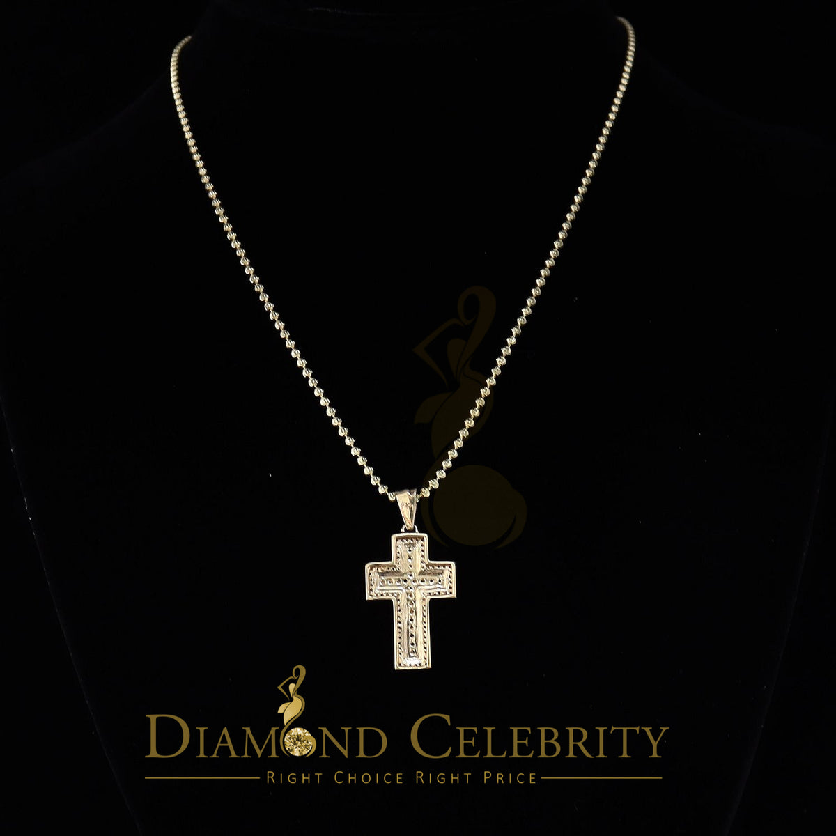 DiamondCelebritees Promise Yellow 925 Sterling Silver CROSS Pendant with 1.39ct Cubic Zirconia