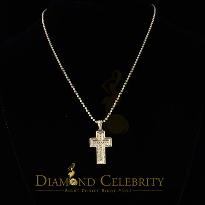 DiamondCelebritees Promise Yellow 925 Sterling Silver CROSS Pendant with 1.39ct Cubic Zirconia