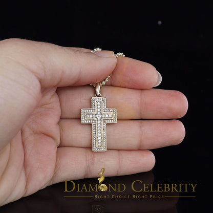 DiamondCelebritees Promise Yellow 925 Sterling Silver CROSS Pendant with 1.39ct Cubic Zirconia