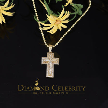 DiamondCelebritees Promise Yellow 925 Sterling Silver CROSS Pendant with 1.39ct Cubic Zirconia