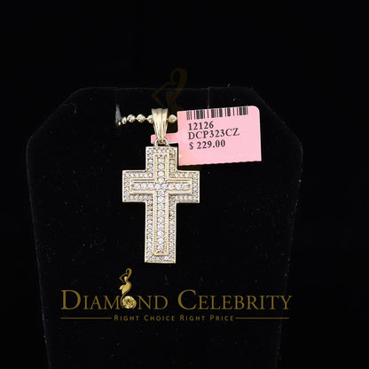 DiamondCelebritees Promise Yellow 925 Sterling Silver CROSS Pendant with 1.39ct Cubic Zirconia
