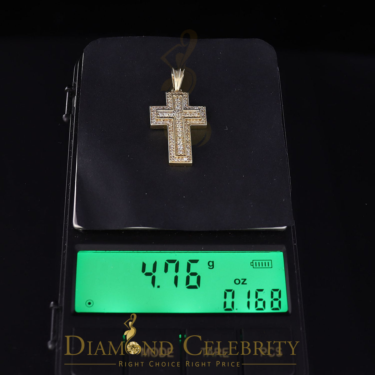 DiamondCelebritees Promise Yellow 925 Sterling Silver CROSS Pendant with 1.39ct Cubic Zirconia