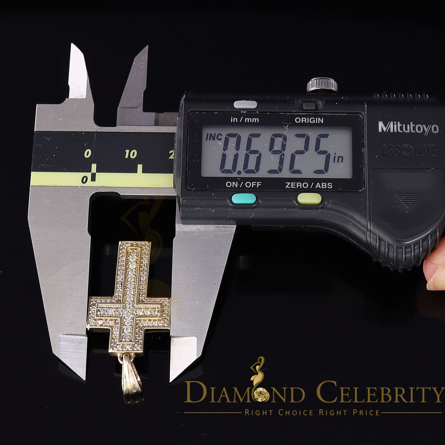 DiamondCelebritees Promise Yellow 925 Sterling Silver CROSS Pendant with 1.39ct Cubic Zirconia