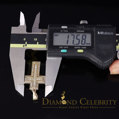 DiamondCelebritees Promise Yellow 925 Sterling Silver CROSS Pendant with 1.39ct Cubic Zirconia