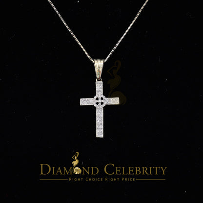 DiamondCelebritees  Real 0.25ct Diamond 925 Sterling Silver CROSS Charm Necklace Yellow Pendant