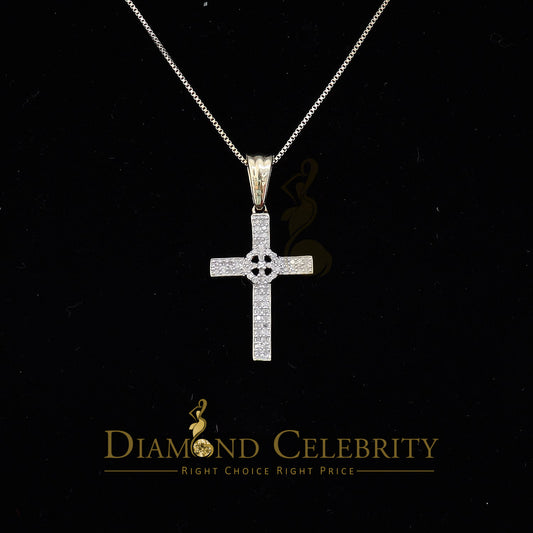 DiamondCelebritees  Real 0.25ct Diamond 925 Sterling Silver CROSS Charm Necklace Yellow Pendant