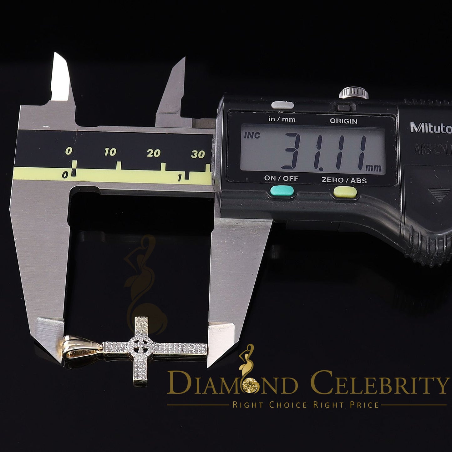 DiamondCelebritees  Real 0.25ct Diamond 925 Sterling Silver CROSS Charm Necklace Yellow Pendant