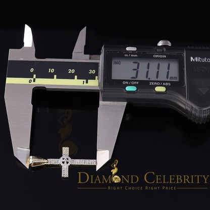 DiamondCelebritees  Real 0.25ct Diamond 925 Sterling Silver CROSS Charm Necklace Yellow Pendant