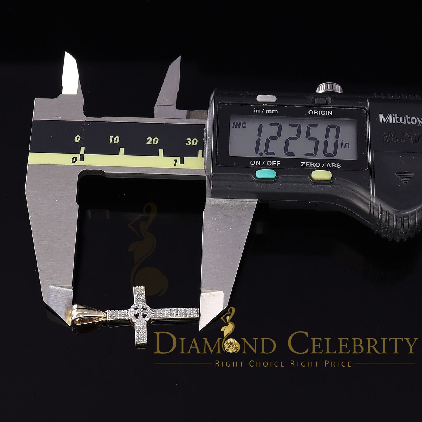 DiamondCelebritees  Real 0.25ct Diamond 925 Sterling Silver CROSS Charm Necklace Yellow Pendant