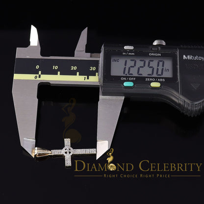 DiamondCelebritees  Real 0.25ct Diamond 925 Sterling Silver CROSS Charm Necklace Yellow Pendant