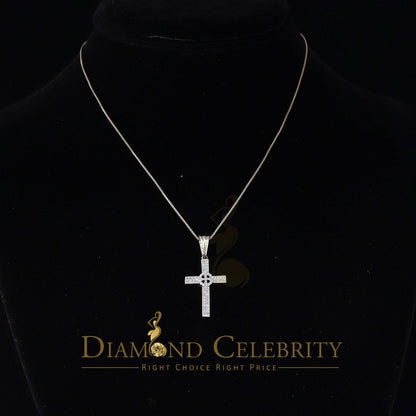 DiamondCelebritees  Real 0.25ct Diamond 925 Sterling Silver CROSS Charm Necklace Yellow Pendant