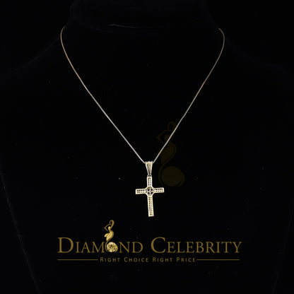 DiamondCelebritees  Real 0.25ct Diamond 925 Sterling Silver CROSS Charm Necklace Yellow Pendant