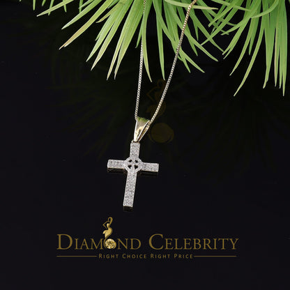 DiamondCelebritees  Real 0.25ct Diamond 925 Sterling Silver CROSS Charm Necklace Yellow Pendant