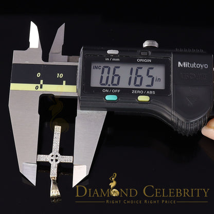 DiamondCelebritees  Real 0.25ct Diamond 925 Sterling Silver CROSS Charm Necklace Yellow Pendant