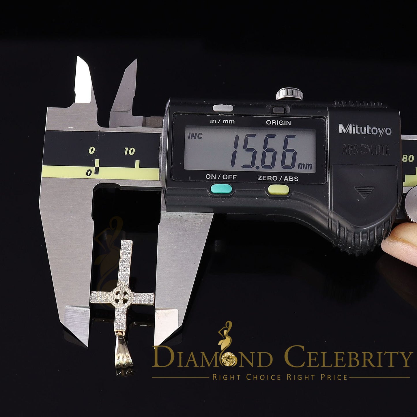 DiamondCelebritees  Real 0.25ct Diamond 925 Sterling Silver CROSS Charm Necklace Yellow Pendant