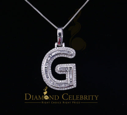DiamondCelebritees White Bugutte Initial All Alphabet Sterling Silver Pendant with Cubic Zirconia