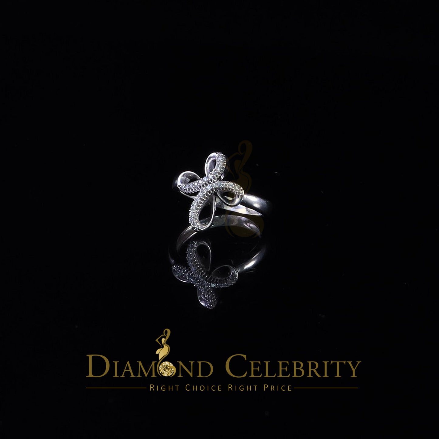 DiamondCelebritees Diamond Celbrity Cubic Zirconia 0.20ct White Silver Set Womens Cross Ring Size 7