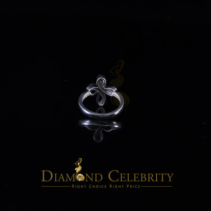 DiamondCelebritees Diamond Celbrity Cubic Zirconia 0.20ct White Silver Set Womens Cross Ring Size 7