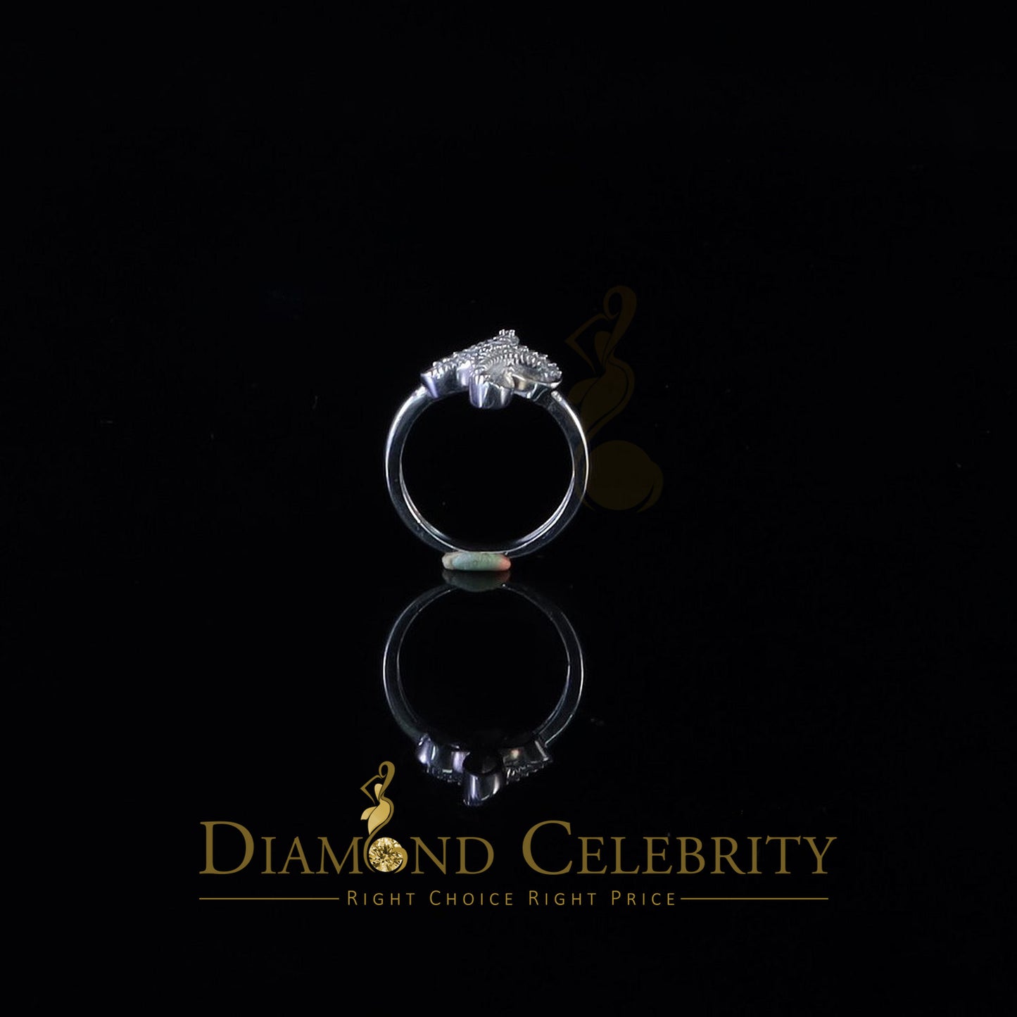 DiamondCelebritees Diamond Celbrity Cubic Zirconia 0.20ct White Silver Set Womens Cross Ring Size 7